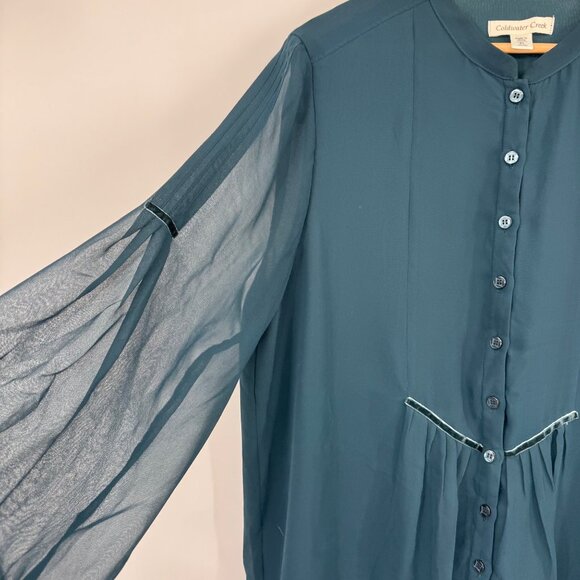 Coldwater Creek Womens Sheer Long Sleeve Peasant Blouse size large petite - Picture 6 of 12
